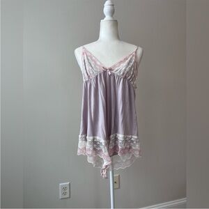 eberjey Lavender Sleep Romper with Lace Trim